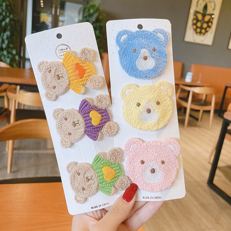 Kẹp Tóc Len Họa Tiết Hoạt Hình Dễ Thương Cho Bé Gái