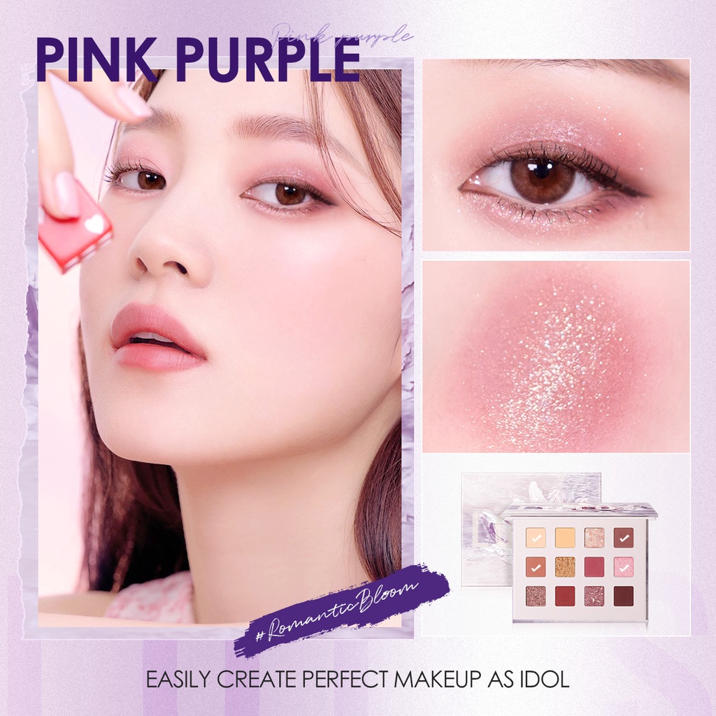 Focallure RomanticBloom Jasmine 12 shades eyeshadow palette Fine and smooth powder Matte Texture 15g | WebRaoVat - webraovat.net.vn