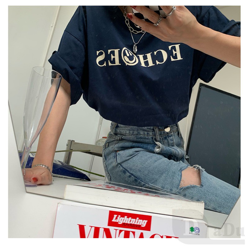 Quần Jeans Dài Phối Vết Rách Cá Tính Thời Trang Nữ