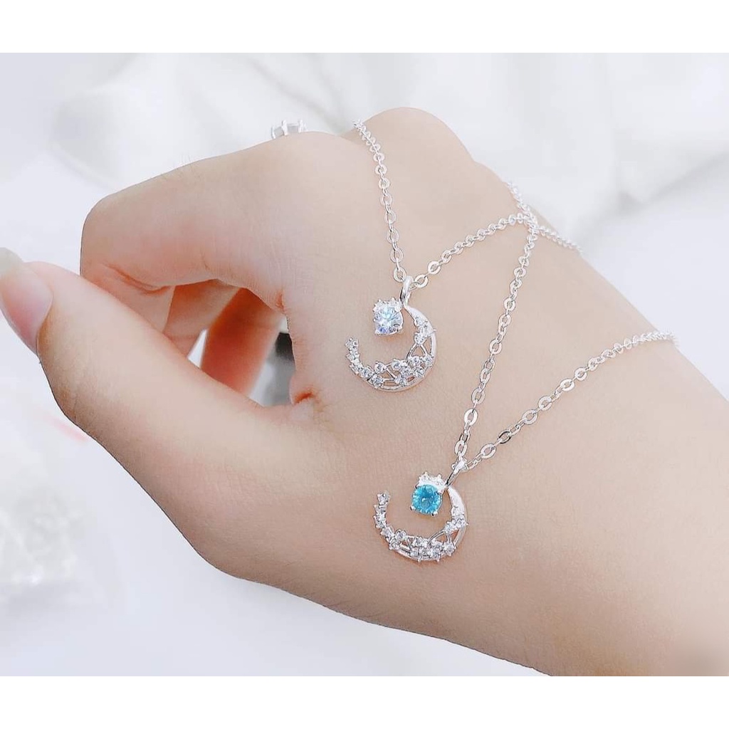 Vòng cổ bạc 925 DaLiA Jewelry dây chuyền mặt trăng đính đá cá tính bạc thật không gỉ dễ phối đồ đẹp