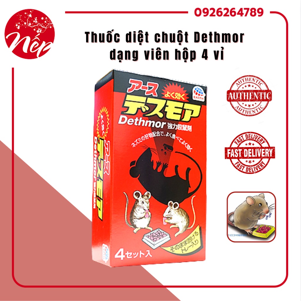 Thuốc diệt chuột Dethmor dạng viên hộp 4 vỉ - Nội địa Nhật Bản