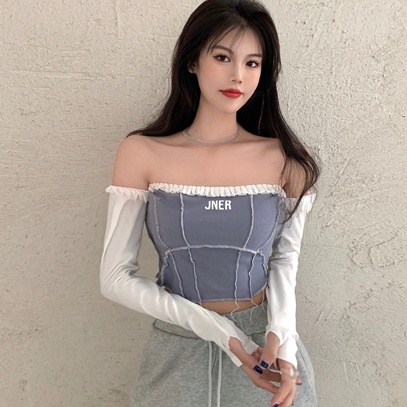 Áo kiểu dệt kim tay dài hở vai quyến rũ thời trang cho nữ | BigBuy360 - bigbuy360.vn