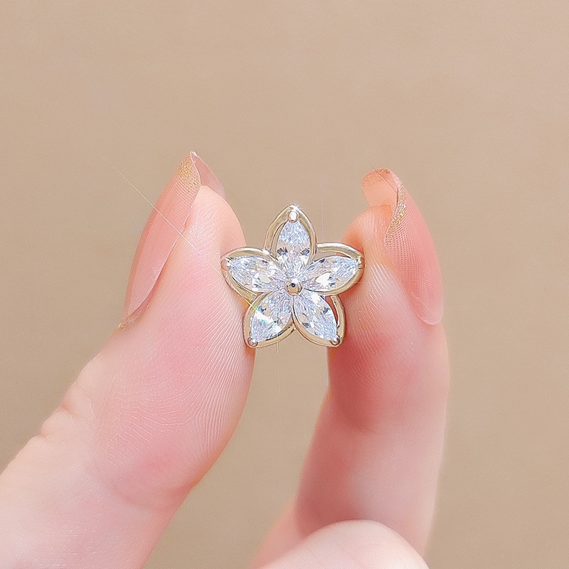 [Jiudolan] Ghim Cài Cổ Áo Nhỏ Năm Cánh Đính Đá Zircon Tinh Tế Chống Chói Mắt Phong Cách Hàn Quốc Cho Nữ