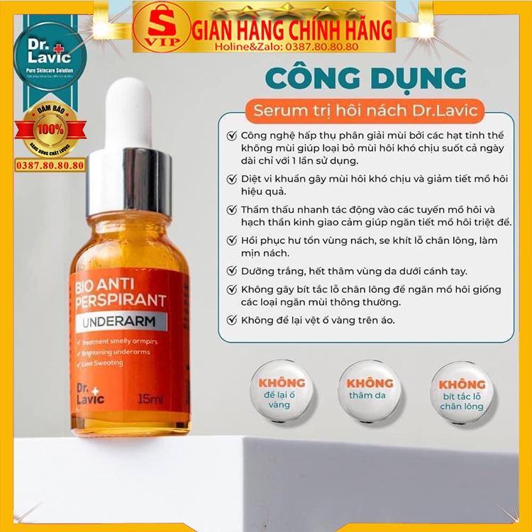 [Auth - HẾT HÔI NÁCH] Serum khử mùi hôi nách hôi chân tại nhà nhanh chóng/ Serum khử mùi cơ thể Dr.Lavic không ố áo