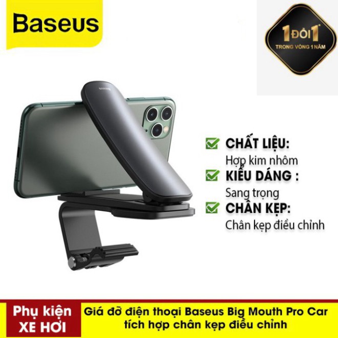 [CHÍNH HÃNG] Giá Đỡ Điện Thoại Baseus Big Mouth Pro Car Mount Có Chân Kẹp Điều Chỉnh Giữ Điện Thoại Vào Taplo Xe Hơi