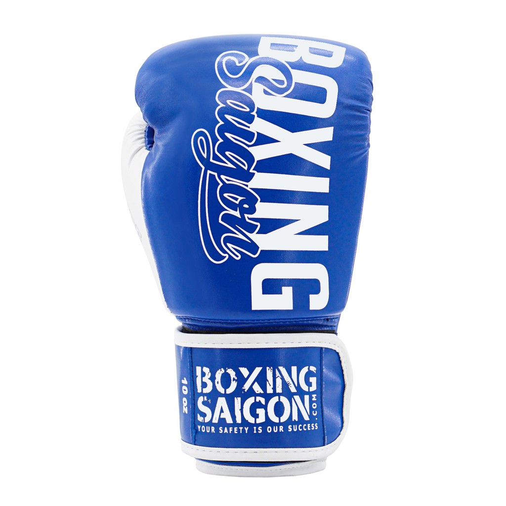 Combo Găng Tay Boxing Saigon + Băng Tay 4m5 (tặng túi rút &amp; xịt) - Xanh dương