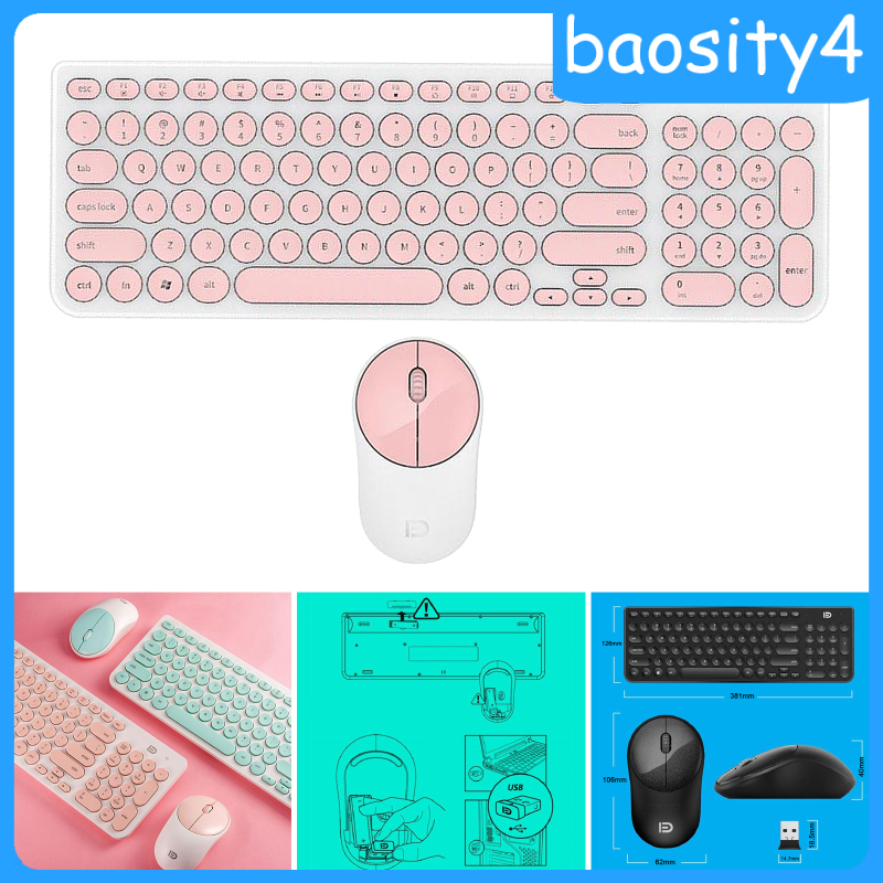 Combo Bàn Phím + Chuột Không Dây 2.4g Màu Xanh Lá Retro | BigBuy360 - bigbuy360.vn