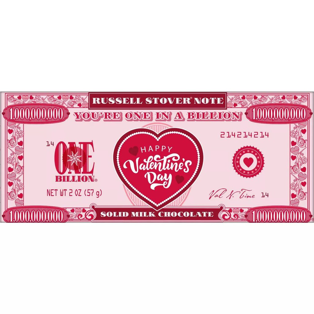 Socola Mỹ Happy Valentine's You Are One In A Billion Bar Russell Stover Note Chocolate 57g