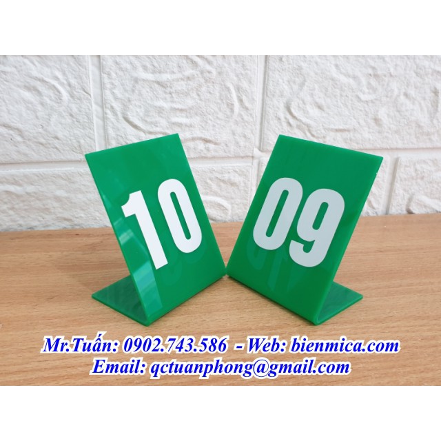 Thẻ Số Bàn Mica  - số bàn quán coffee, thẻ số bàn trà, bàn cafe