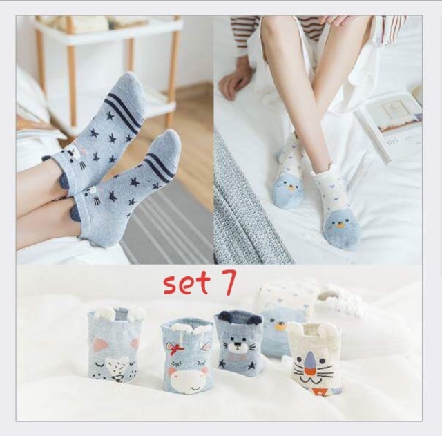 VỚ CHÂN NỮ SET 5 ĐÔI - nhiều mẫu + tặng móc khoá