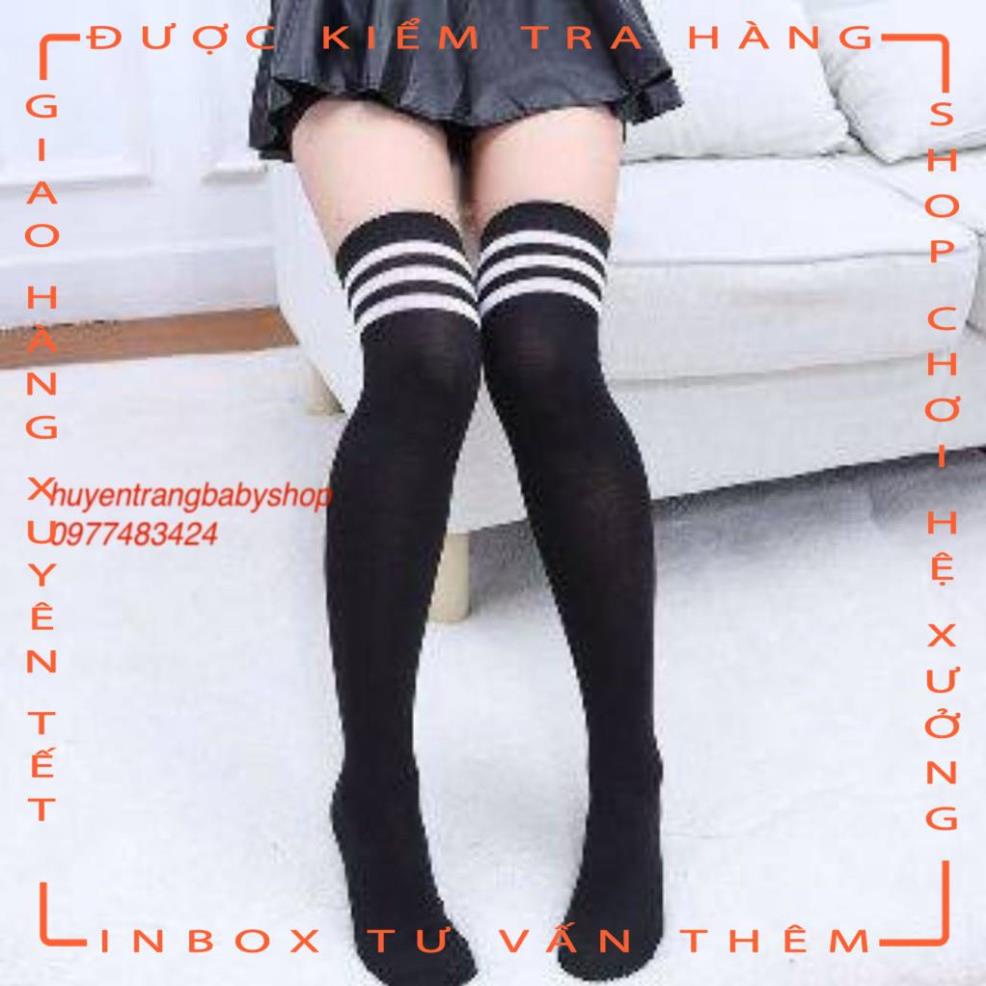Tất đùi cao cổ sọc trắng cosplay học sinh JK sock TV08  - hot tiktok | BigBuy360 - bigbuy360.vn