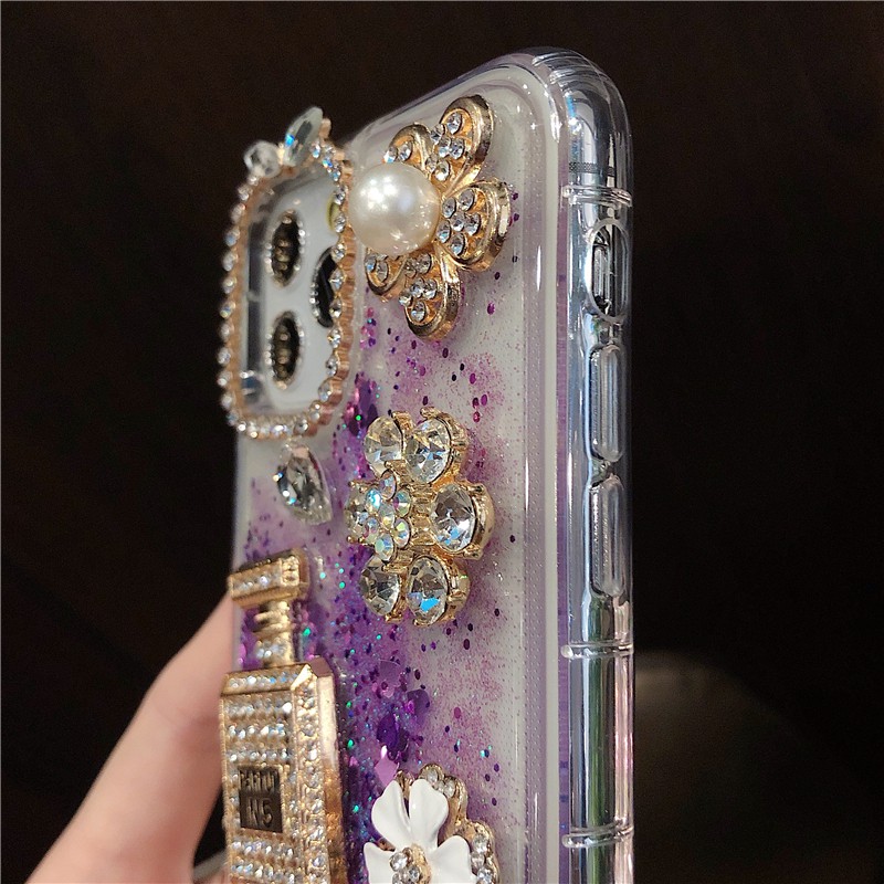 Ốp Lưng Kim Tuyến Nước Hình Hoa Cho iphone 14 13 12 pro max iphone 11 pro max xs xr x