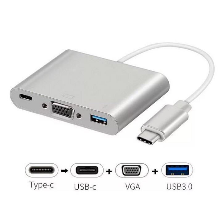 Bộ chuyển đổi Type C ra VGA + USB 3.0 + Type C