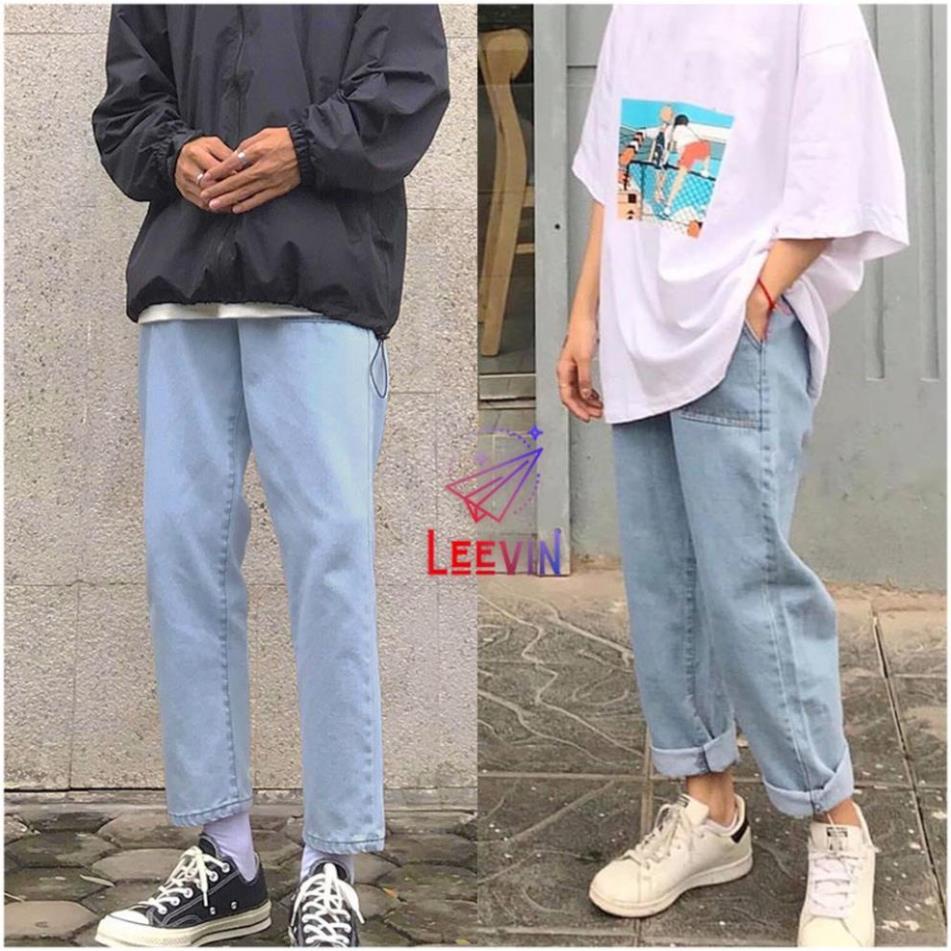 Quần Jean Nam Nữ Ống Suông Unisex 2 Túi Trước - Kiểu quần jeans nam nữ Baggy vải bò Leevin Store 🥇 ! , i