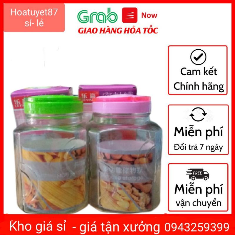 Hũ - lọ Thủy Tinh Đựng Thực Phẩm 2,8 Lít Nắp Xoáy Có Quai Sách