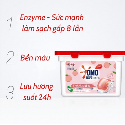 Viên giặt xả quần áo Omo - Hộp 50 viên giặt quần áo lưu hương thơm ngát 24h