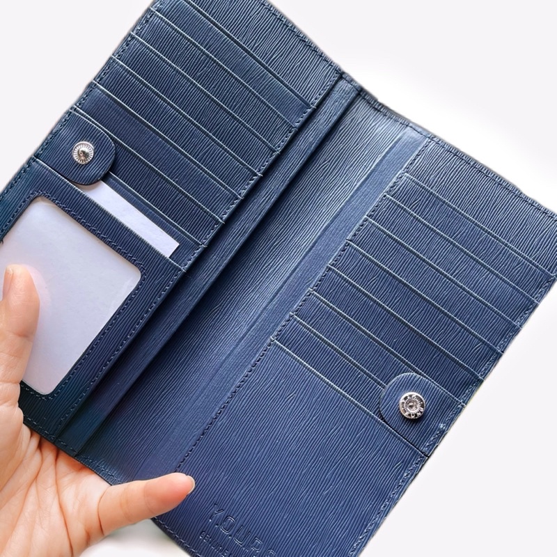 Ví nữ gập dáng dài da bò saffiano nhiều ngăn đựng thẻ YOURS