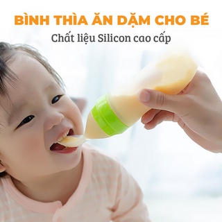 Bình thìa bón sữa, bình thìa ăn dặm silicon cho bé dung tích 90ml