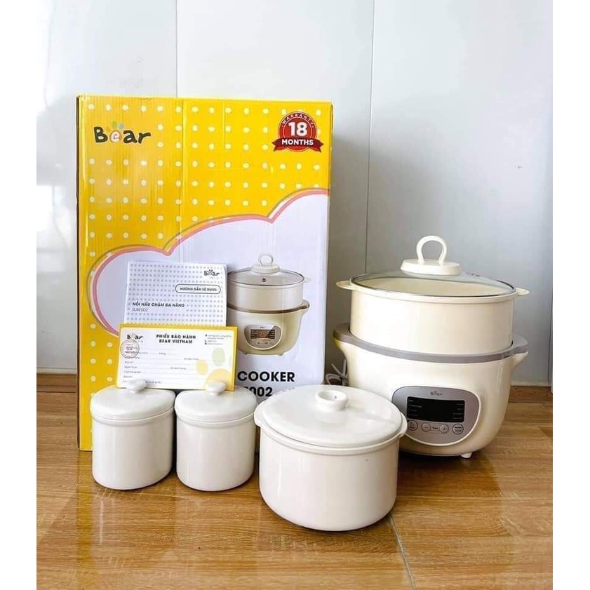 NỒI BEAR 1.6l BẢN QUỐC TẾ, NẤU CHÁO, NINH, HẦM, HẤP CÁCH THỦY