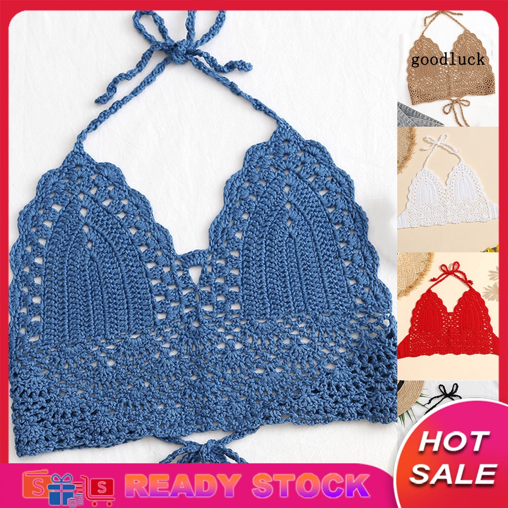 Áo Ngực Đan Len Màu Trơn Thời Trang Đi Biển Mùa Hè Cho Nữ