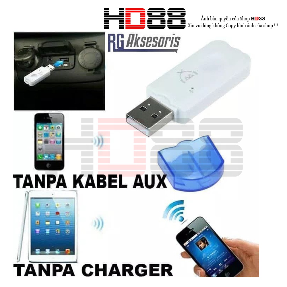Bộ thu bluetooth âm thanh cho Ô tô, loa thường, âm ly, loa kẹo kéo không có Bluetooth thành có Bluetooth - HD88 - A45