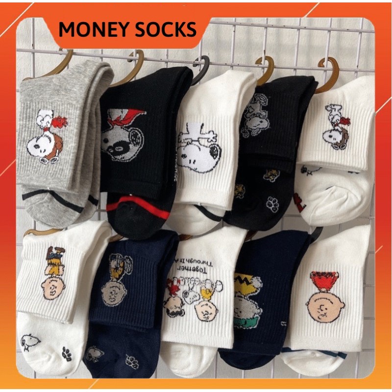 Vớ Tất Cổ Cao Snoopy hàng cotton loại 1 bao đổi trả freesize nam và nữ 36-42