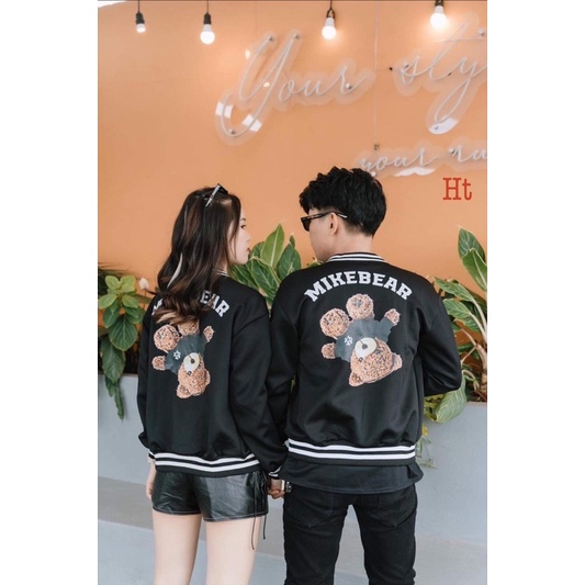 Áo bomber Gấu Mike bear đen H2A866