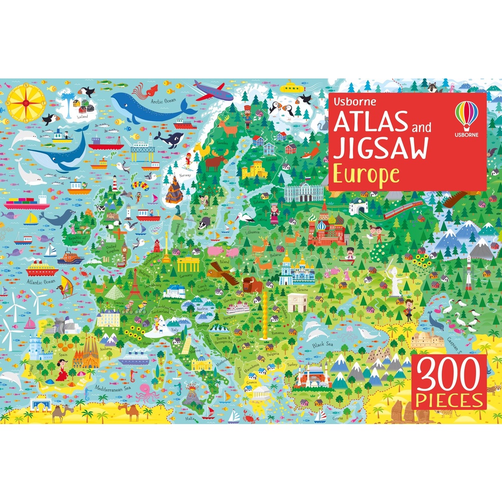 Sách - Bộ xếp hình Usborne Atlas and Jigsaw Europe