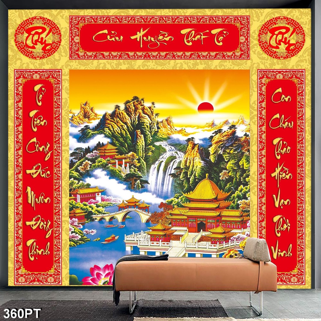Tranh Cửu Huyền Thất Tổ In Theo Kích Thước Yêu Cầu Có Keo Dán