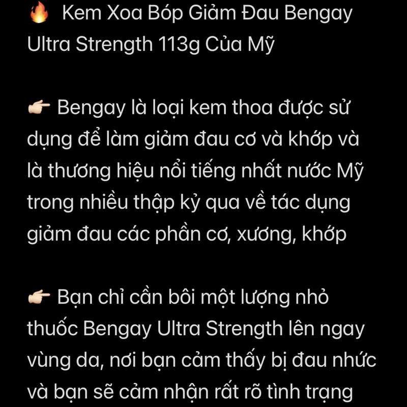 BENGAY DẦU NÓNG XOA BÓP GIẢM NHỨC MỎI MỸ