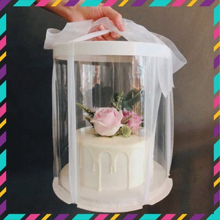 Hộp nhựa đựng bánh gato trong tròn (KT 28x35cm)