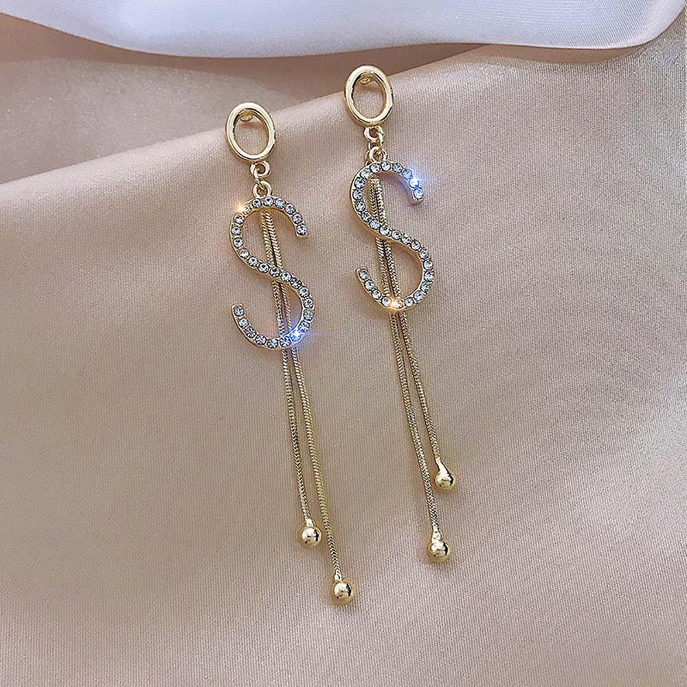 Bông Tai Dáng Dài Bằng Hợp Kim Thiết Kế Tinh Tế Thời Trang Cho Nữ