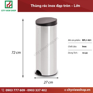 Thùng rác Fitis tròn đạp 15 lít RPL1