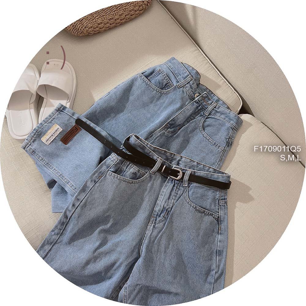 Quần baggy jean lai gắn mác vải lưng cao hàng đẹp!