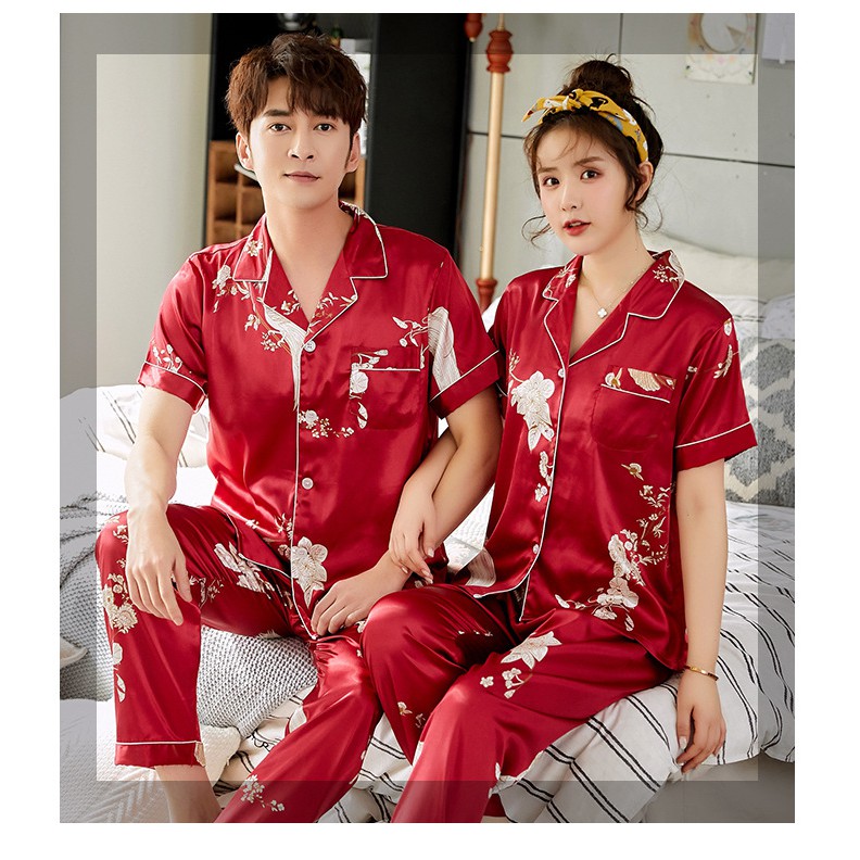 Pijama Couple ☘️ Đồ Ngủ Lụa Satin Mềm Mát Mùa Hè Cặp Đôi ☘️ Phượng Vũ IVY616