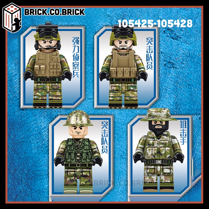 Army Mô hình Xe tăng Bọc thép chiến đấu và Binh Lính Xếp hình Chủ Đề Quân đội Thế chiến 105425-105428