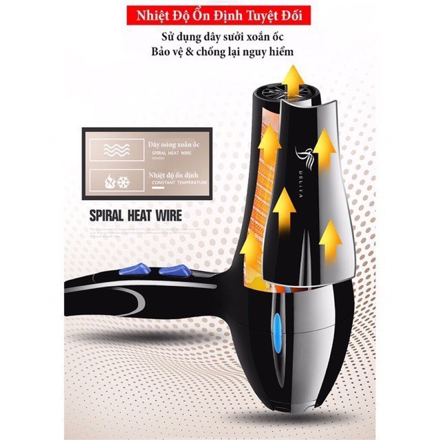 MÁY SẤY TÓC CÔNG SUẤT LỚN TẠO KIỂU DELIYA CHÍNH HÃNG ,MÁY LÀM TÓC CÔNG SUẤT 2200W - LỖI 1 ĐỔI 1, BẢO HÀNH