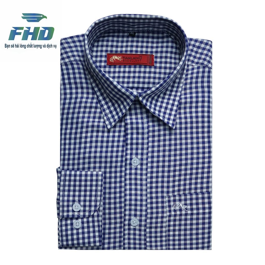 Áo Sơ Mi Nam Vải Kẻ Sọc Dài Tay Kiểu Dáng Đóng Hộp Vải Cotton Mềm Mịn Bền Màu FHDA005