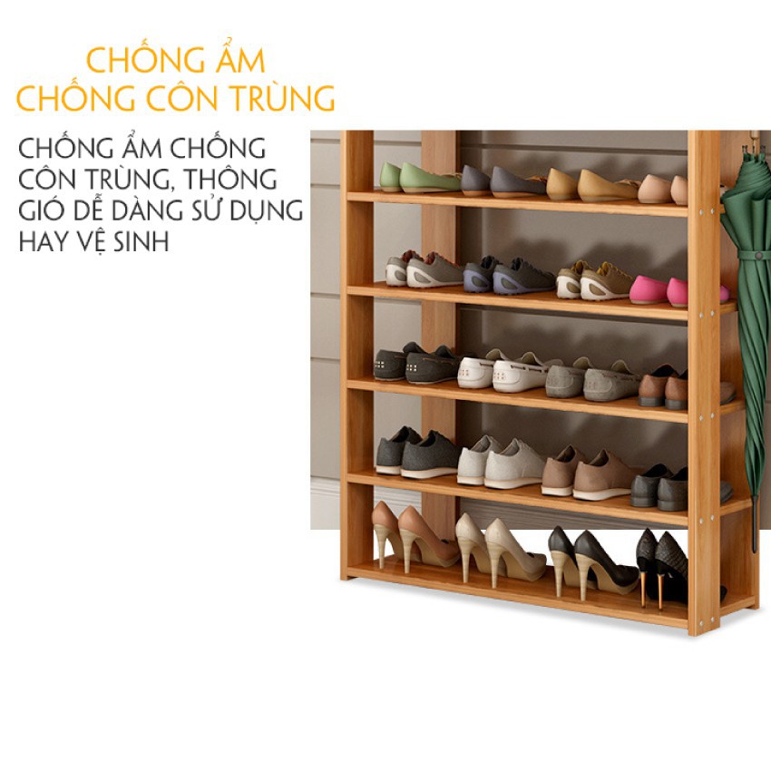 Kệ Để Giày Gỗ 5 Tầng Chất Liệu MDF Có Ngăn Kéo, Móc Treo Đồ Lắp Ghép Siêu Tiện Dụng l Kệ Giày Gỗ Cao Cấp, Không Mối Mọt