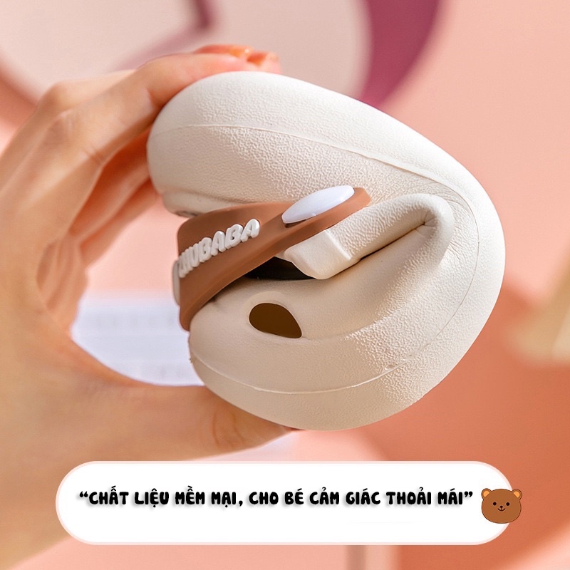 Dép trẻ em ZHUBABA Hi bear, dép cross cho bé trai, dép sục cho bé gái chống trơn trượt C-1