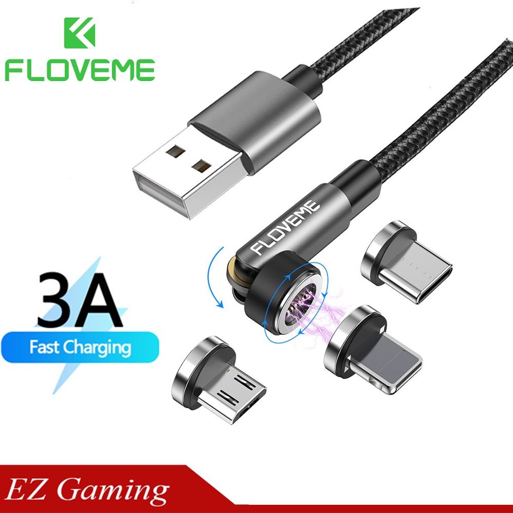 Cáp sạc điện thoại Flovem sạc nhanh nam châm thế hệ mới 7 pin, xoay 540 độ, lực hút mạnh, truyền được dữ liệu