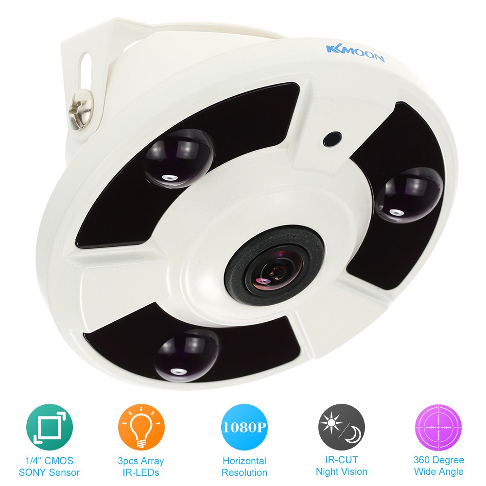 Máy quay CCTV ống kính mắt cá KKmoon® HD 2000TVL 1080P 1.7mm 360° cho hệ thống an ninh PAL | WebRaoVat - webraovat.net.vn