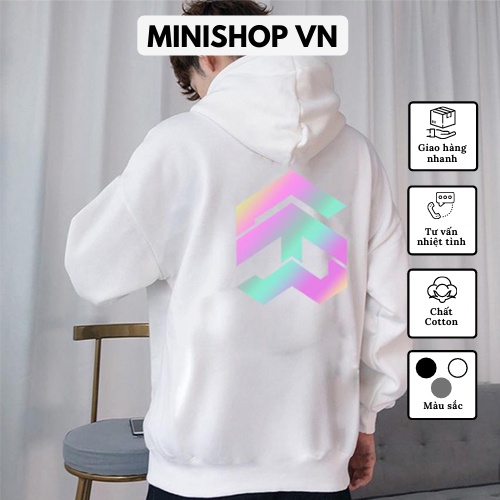 Áo hoodie phản quang 7 màu nam nữ 5theway form rộng chất nỉ dày mềm mịn