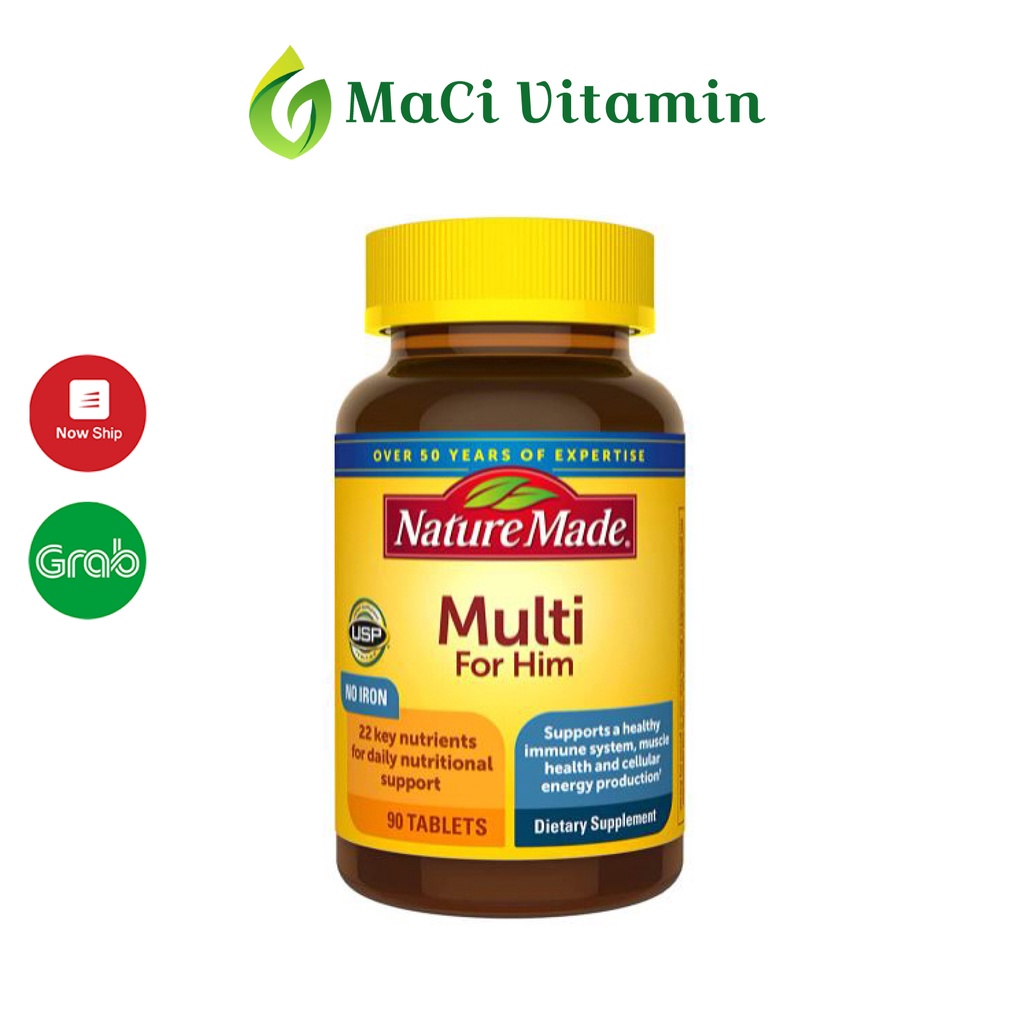 Vitamin Tổng hợp Nam, Nature Made, Tăng sức đề kháng, sức khỏe cơ bắp 90 viên