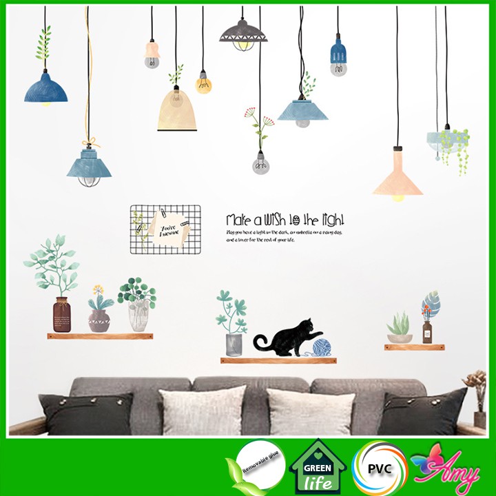 Decal dán tường 3D [GIÁ SĨ] đèn treo số 10 AmyShop