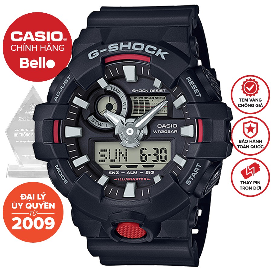 Đồng hồ Nam Dây Nhựa Casio G-Shock GA-700-1ADR chính hãng bảo hành 5 năm Pin trọn đời