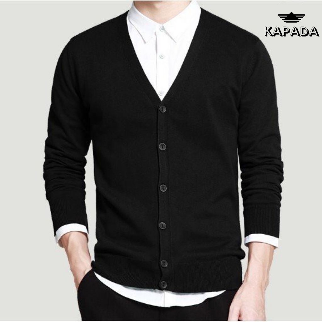 Áo Khoác Cadigan Nam Cổ Tim Chất Len Mềm Mịn Đẹp giá rẻ KAPADA AL112
