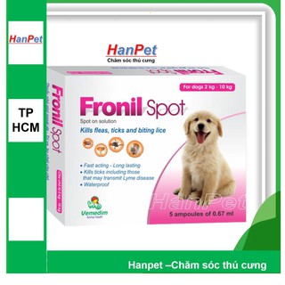 HN-1 hộp 5 ống nhỏ gáy trị ve rận FRONIL SPOT (dùng cho mọi loại chó) hanpet 116