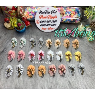 Set 2 bông Hoa Lan Lông - hoa bột nổi trang trí móng nail