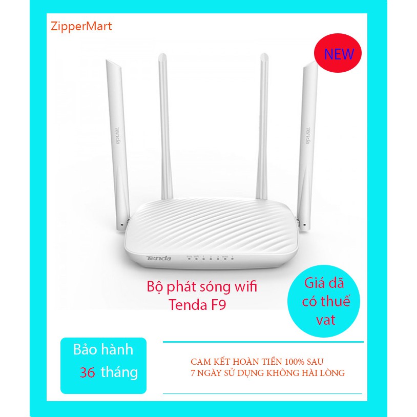 Thiết Bị Phát Sóng WIFI Xuyên Tường 4 Anten Tốc Độ 600M Tenda F9.